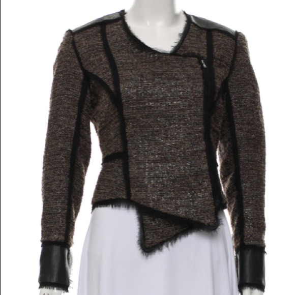 Joy Cioci Casual Zip-Up Jacket - Leather/Wool - S